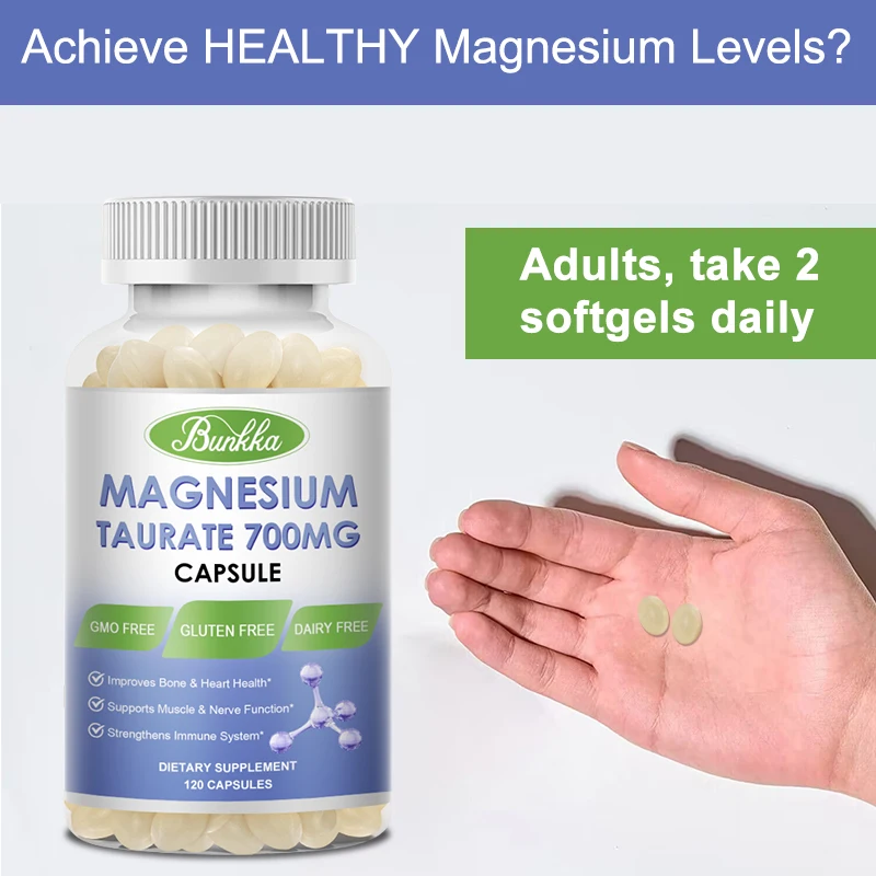 Magnesium Taurate 700mg 3 in 1 for Hair Capsules Nerve Heart Bone Digestion Health Sleep Quality Blood Pressure Circulation Diet