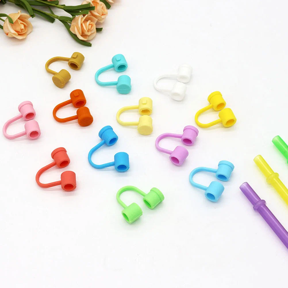 12 Pcs Silicone Straw Stopper Reusable Straws Caps Hat Protective Covers Drinking Tip