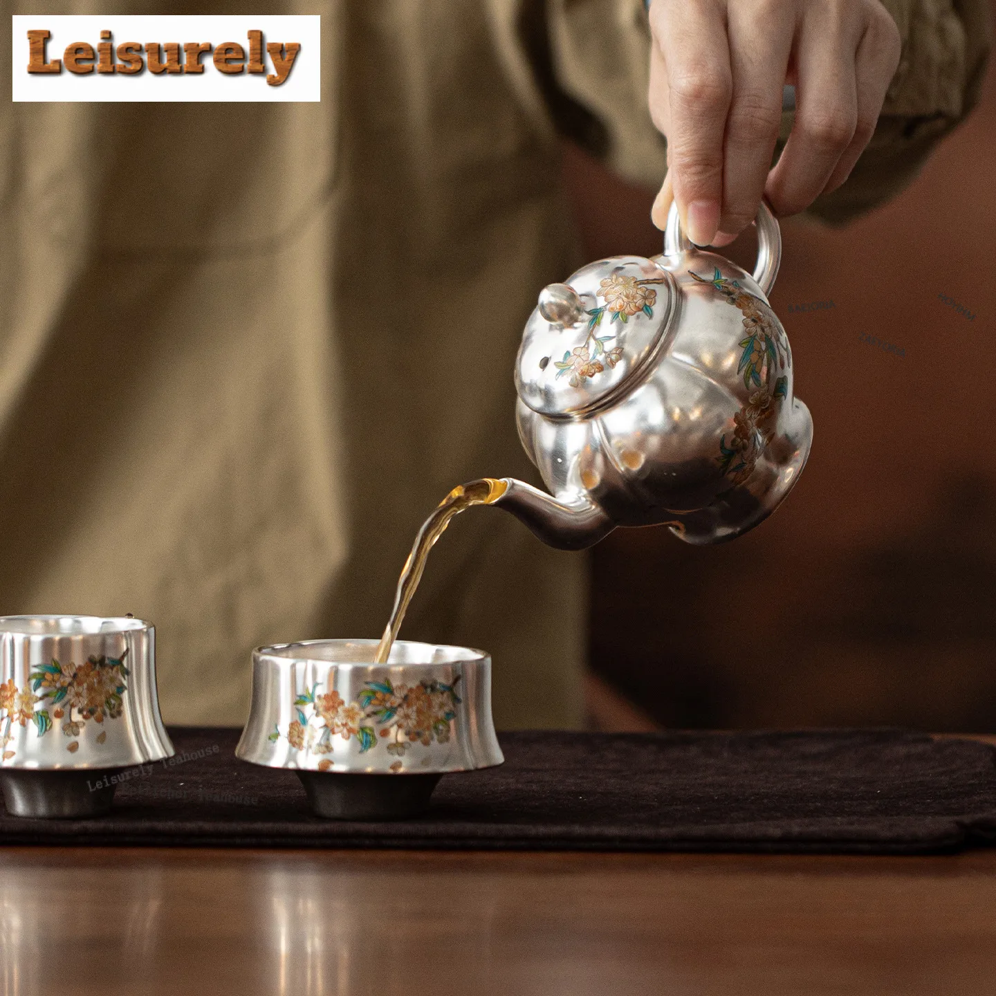 Gilt Silver Golden Osmanthus Fragrance Palace Lantern Tea Set Complete Set Zen Tea Ceremony Set Teapot And Tea Cup Set Ornaments