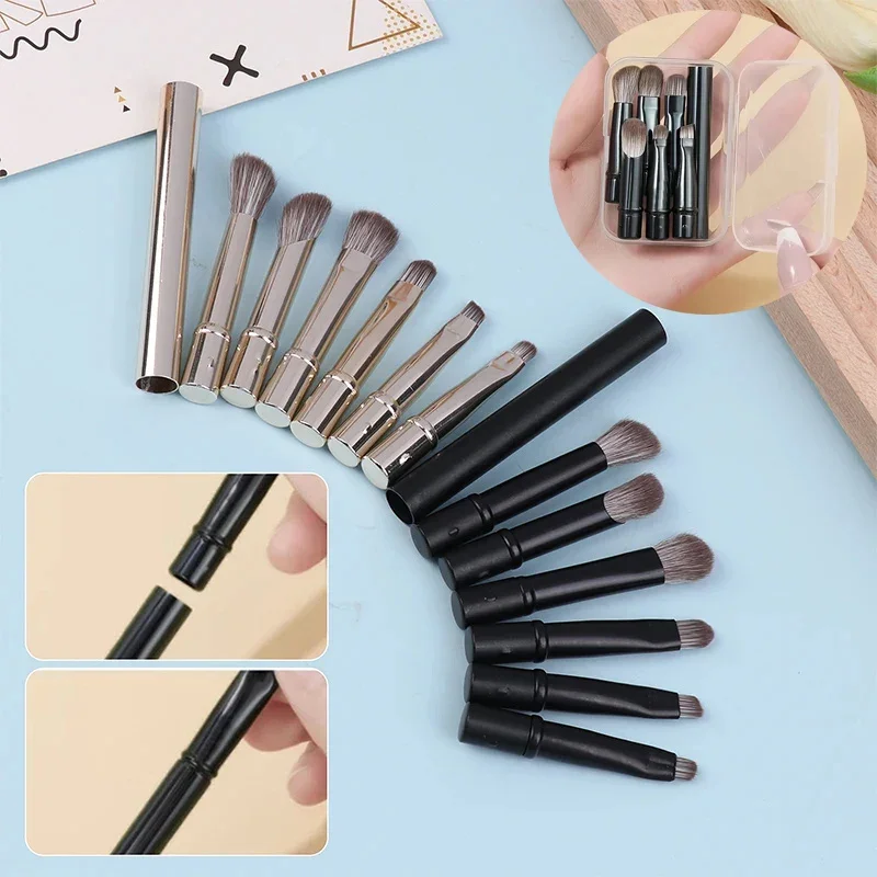 6pcs Double Ended Makeup Brush Set Mini Travel Makeup Brushes Set with Box Detachable  Concealer Eyeshadow Brush Cosmetic Tools