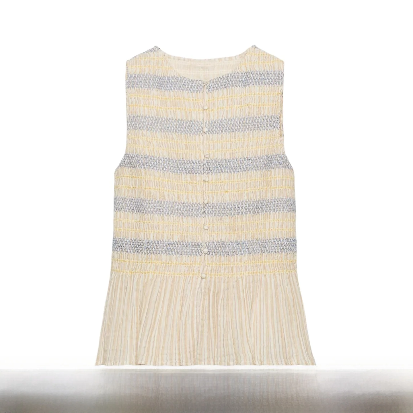 Slim Fit round Neck Sleeveless Shirt Women's Premium Spring Autumn Cotton Embroidery Elastic Honeycomb Grid Upper Apparel