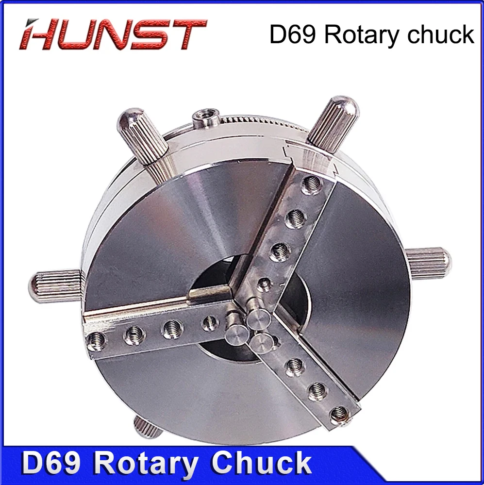 Hunst D69 Auto Lock Rotary Attachment CNC Router Laser Marking Machine Rotary Axis Chuck for Ring Bracelet Jewelry Engraving.