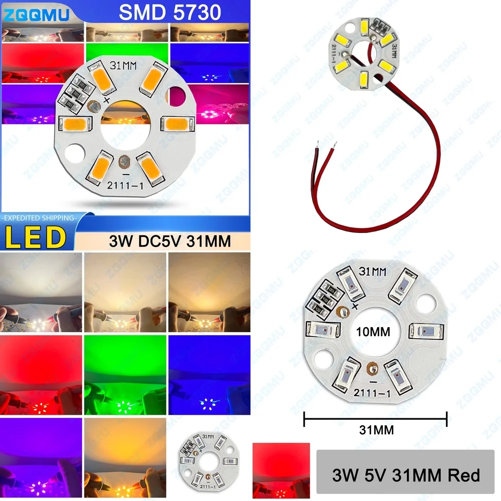 

3W 5730 SMD Светодиодный чип DC 5V RGBW Круглая лампа «сделай сам», теплая белая, розовая, фиолетовая лампочка для домашнего декора, полосовое освещение