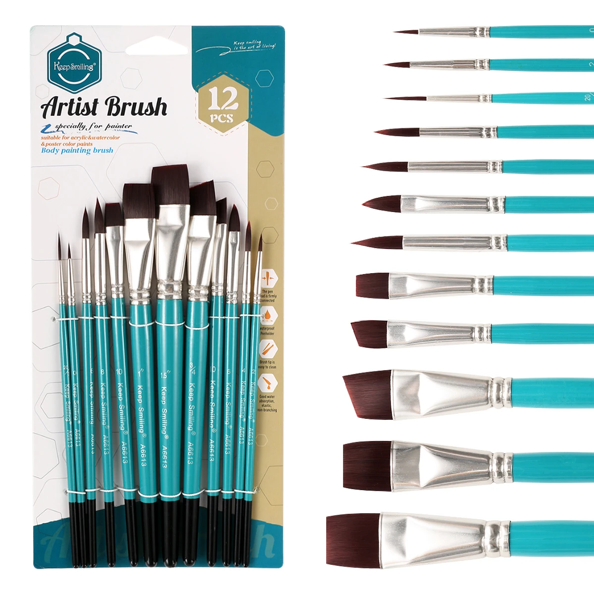 

12 Pieces Face Paint Brush Set Professional Quality Brush For Face Painting Watercolor Acrylic Oil Painting Nail Art