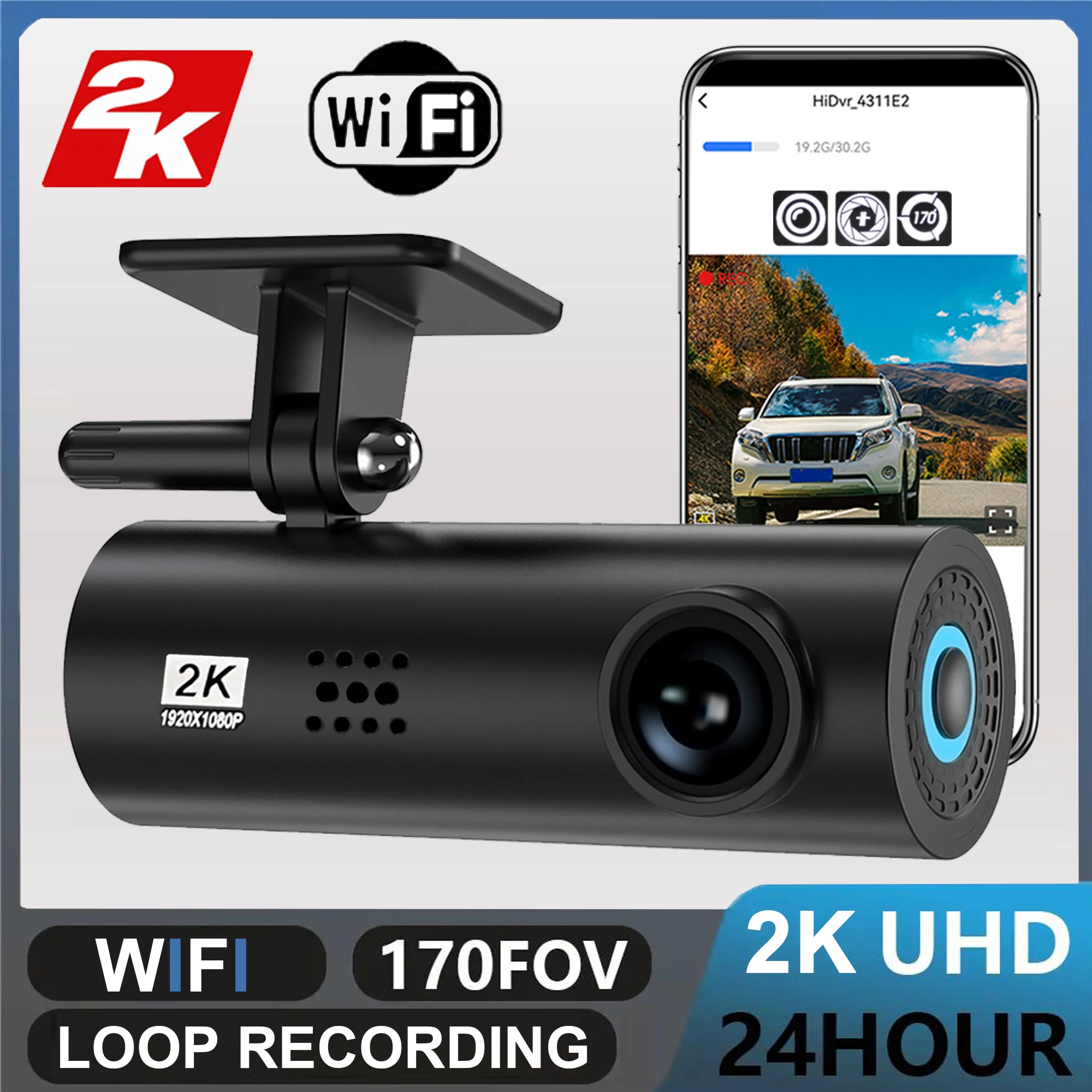 2K Car Dash Cam DVR Recorder Auto Recorder APP Control Black Box WIth WIFI Voice 24h Parking Monitoring function car accessories