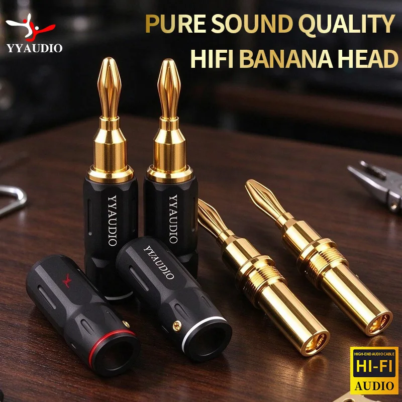 YYAUDIO 8pcs Banana Plug 24K Gold Plated Banana Plugs for Speaker Cable Wire Banana Connector Adapter Speaker Plug Adapter