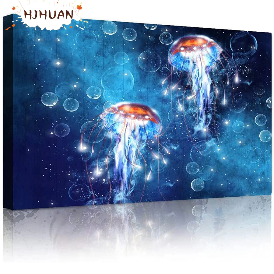 DIY Undersea animal landscape, jellyfish Diamond Painting Full Square/Round Drill Diamond Embroidery Rhinestones Home Decor Gift