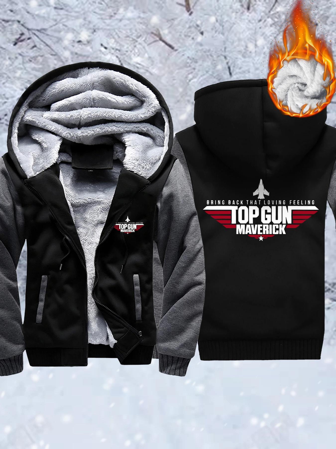 

Мужской пуловер с принтом Top Gun Maverick, тяжелая мягкая уличная одежда, повседневная куртка высокого качества, уличная зимняя теплая одежда