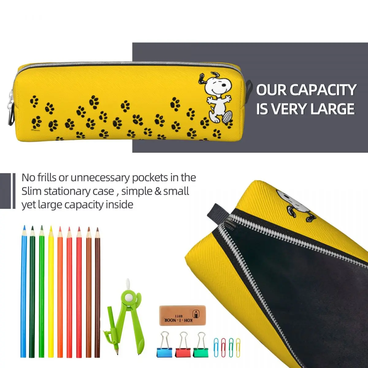 Imagem -06 - Criativo Snoopy Paw Print Path Lápis Cases Pen Box para Estudante Bolsa de Grande Capacidade Material Escolar Papelaria Presente