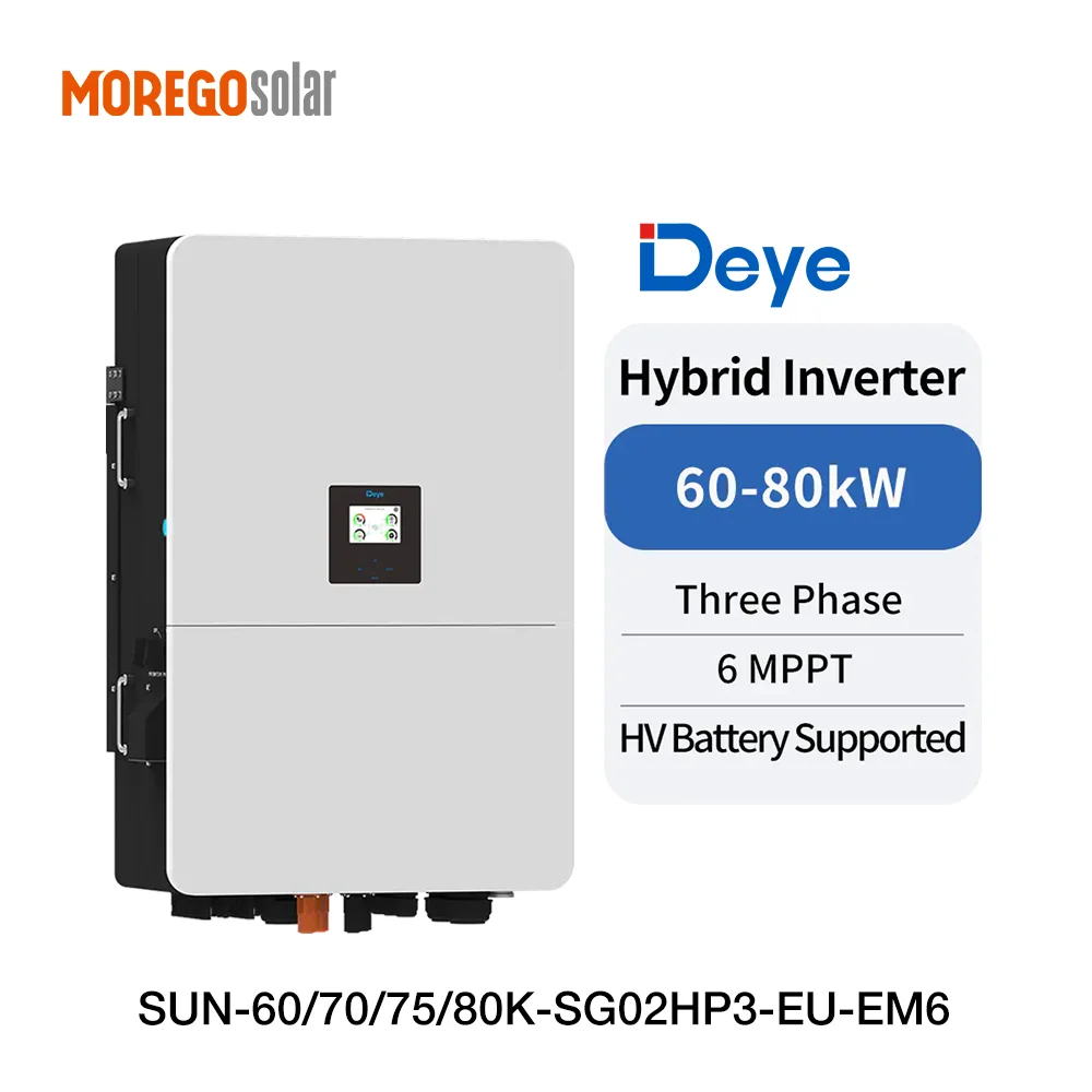 Morego Solar Three Phase Hybrid Solar Inverter 60kW 70kW 75kW 80kW DEYE Photovoltaic Power Inverter for PV ESS Solution