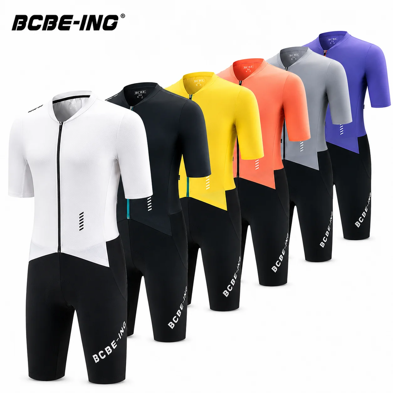 BCBE-ING Men's Cycling Jersey Set Short Sleeve Road Bike Racing Suit UV Protection Quick Dry Anti-Slip Padded Cycling Outfit