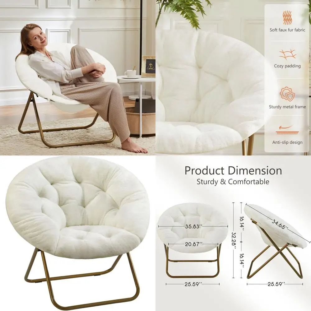 

White Oversized Cozy Papasan Chair for Reading, Suitable for Dorms, Bedrooms, and Living Rooms
