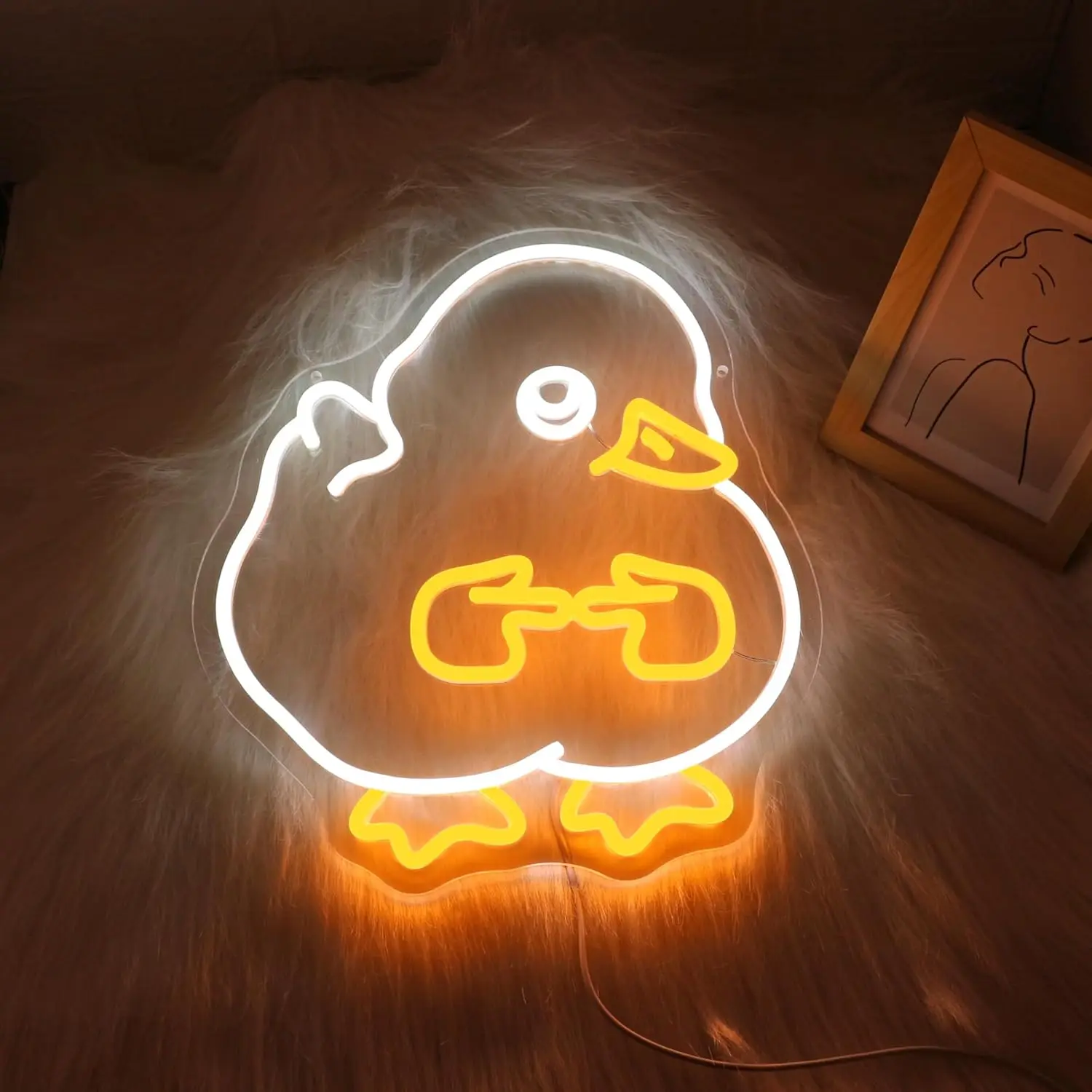 Cute Duck Neon Light Dimmable LED Wall Lamp Cartoon Animal Sign USB Powered Kids Room Nursery Aesthetic Gift Idea