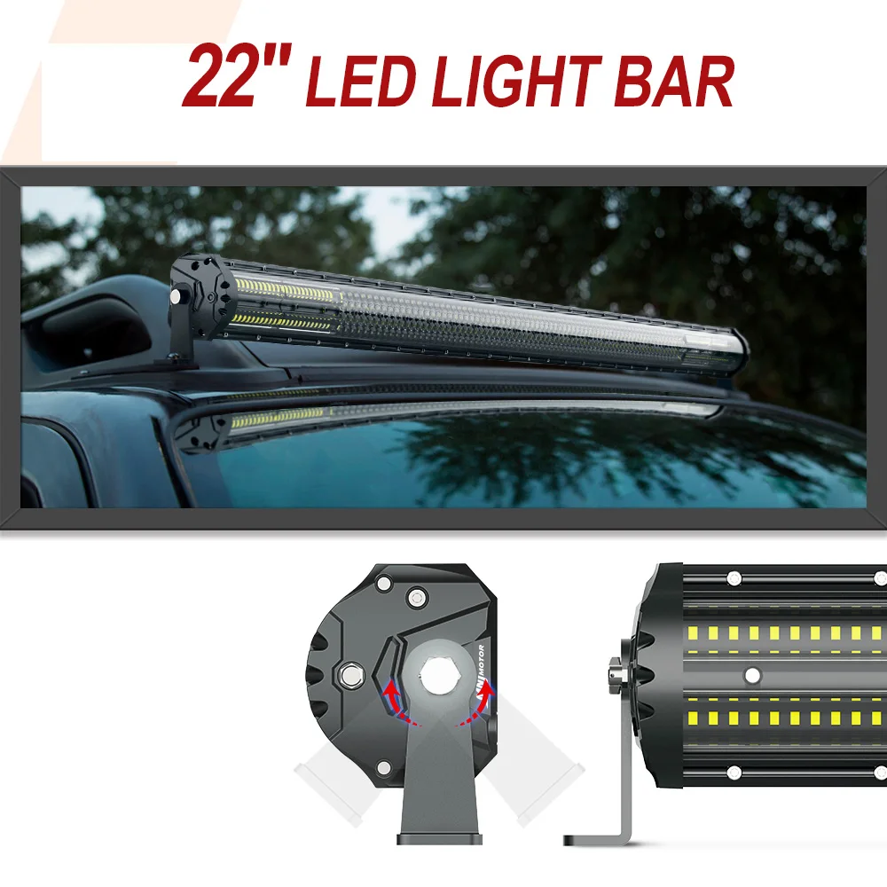 

MICTUNING 22 Inch Super Slim M2 Aerodynamic LED Light Bar Roof Lamp Lights Quad Row for Off Road Driving Work Lamp with Harness