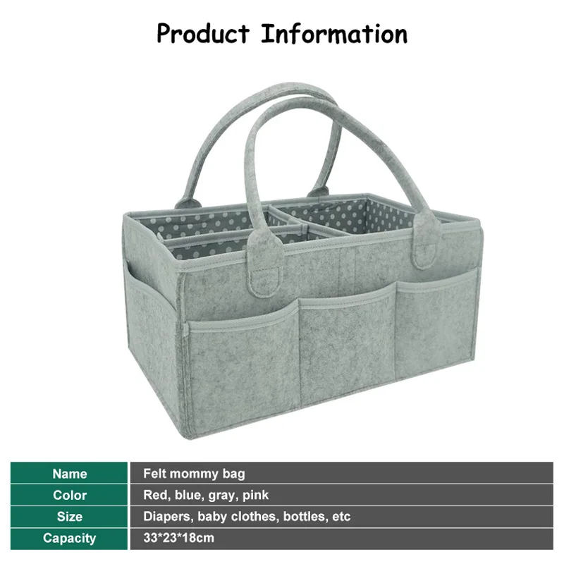 Sac de rangement multifonction en feutre pour bébé, sac à couches pour nourrissons, support Portable, caddie à langer, porte-couche pour enfant, grande poche