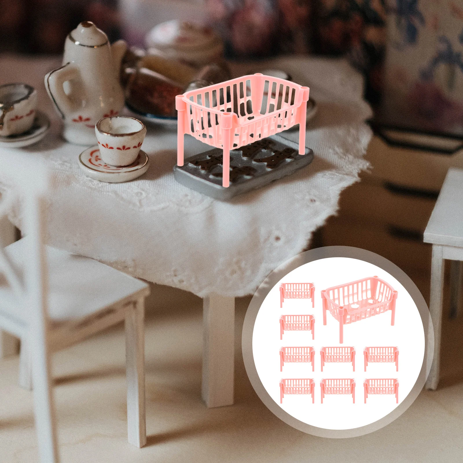 

10pcs Miniature Shelf Model, Mini Storage Rack For House Garden Living Room Decor, Mini House Accessory Display Stand