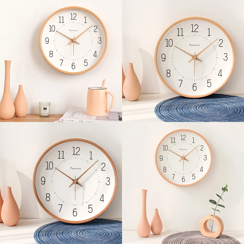 

Minimalist Japanese Style Wall Clock Wooden Modern Silent Clock for Living Room Dining Room Bedroom Nordic Decor