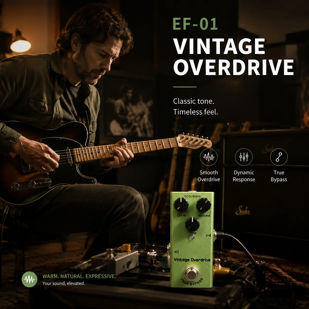 Electric guitar pedal, classic pedal, disconnected, soft retro overdrive, pedal guitar comprehensive effects, guitar effects view 5