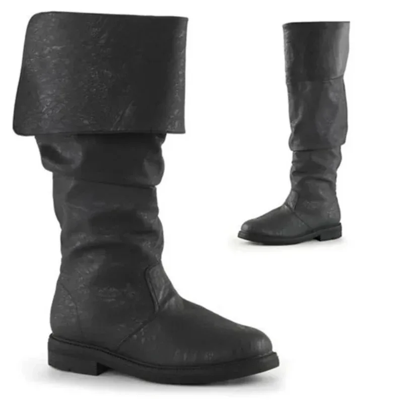 

Medieval Men Knight Prince Cosplay Gothic Retro Punk Leather Boots Halloween Carnival Stage Party Props Shoes Eleven Vintage FG6
