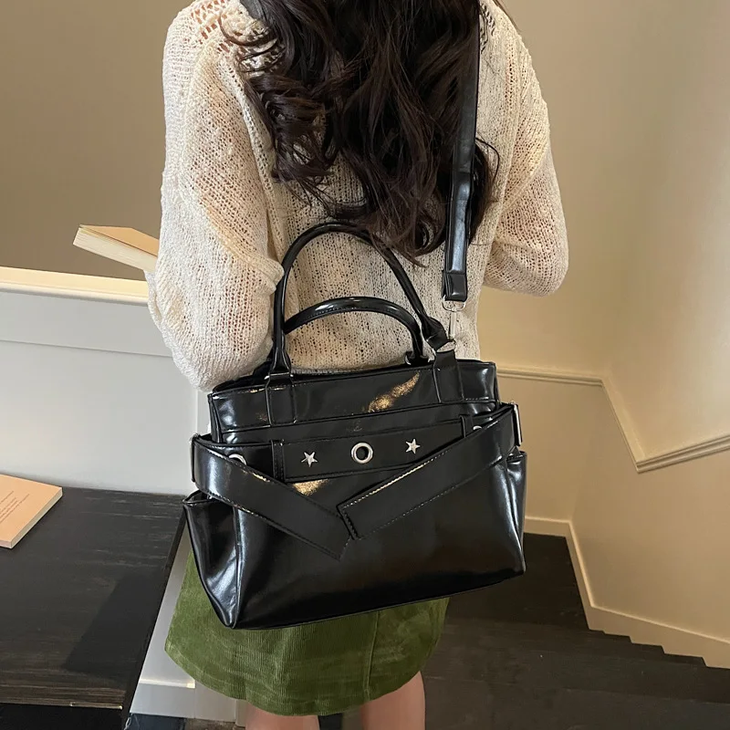 

Минималистичная текстурированная сумка-тоут большой вместимости для женщин - винтажный стиль, универсальная сумка, варианты ношения на плече и через плечо