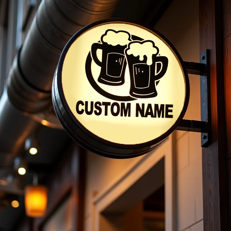 Akrylowa podświetlana tablica reklamowa LED z podwójnym oświetleniem, do użytku zewnętrznego, na zamówienie, do barów, firmej, dwustronna.