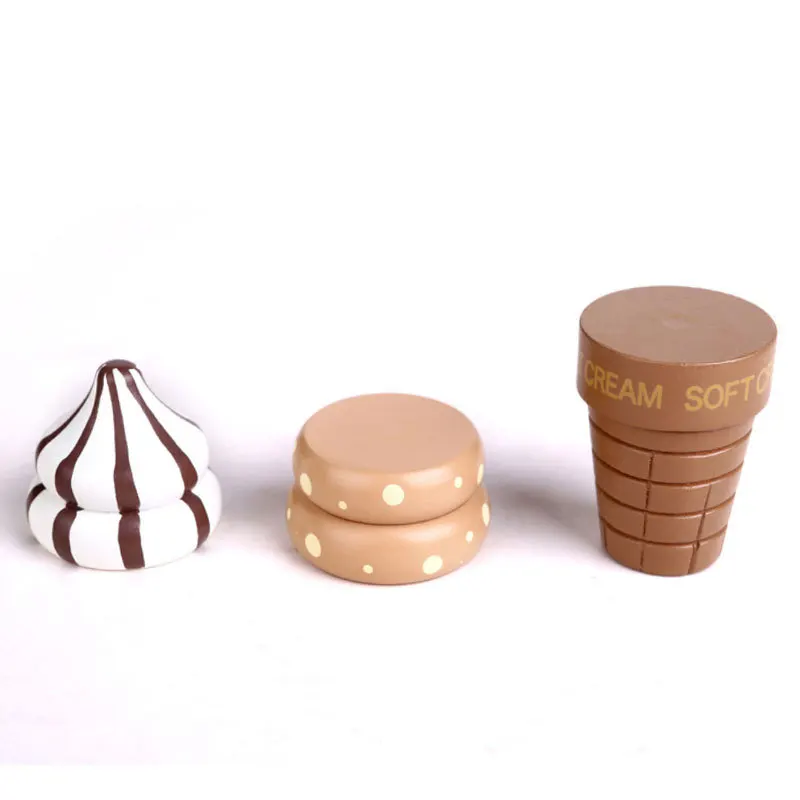 Wooden kitchen toys pretend play house ice cream food simulation kitchen magnetic food play house educational toys for children