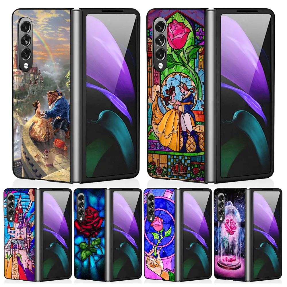 Black Shockproof Cases Cover Shell Case for Samsung Galaxy ZFold4 Z Fold4 Z Fold5 ZFold6 5G Z Fold3 Disney Beauty And The Beast