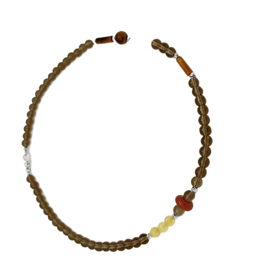 خريف شتاء موضة جديدة حجر الشعر الأصفر غير النظامية مثقف اللؤلؤ النمر حجر اليد مطرز شخصية قلادة متعددة الاستخدامات #4