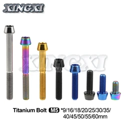 Xingxi-tornillo de cabeza cónica para tija de sillín de bicicleta, tornillo de titanio Ti, M5x9, 16, 18, 20, 25, 30, 35, 40, 45, 50, 55, 60mm, GR5