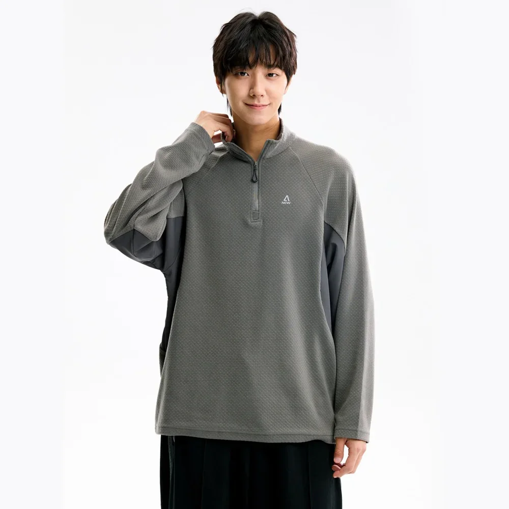 New Streetwear Fashion Hoodies Tops Tees Shirts Mountain Outdoor Sports Function Semi-zipper Stand Collar Top Sweatshirt for Men