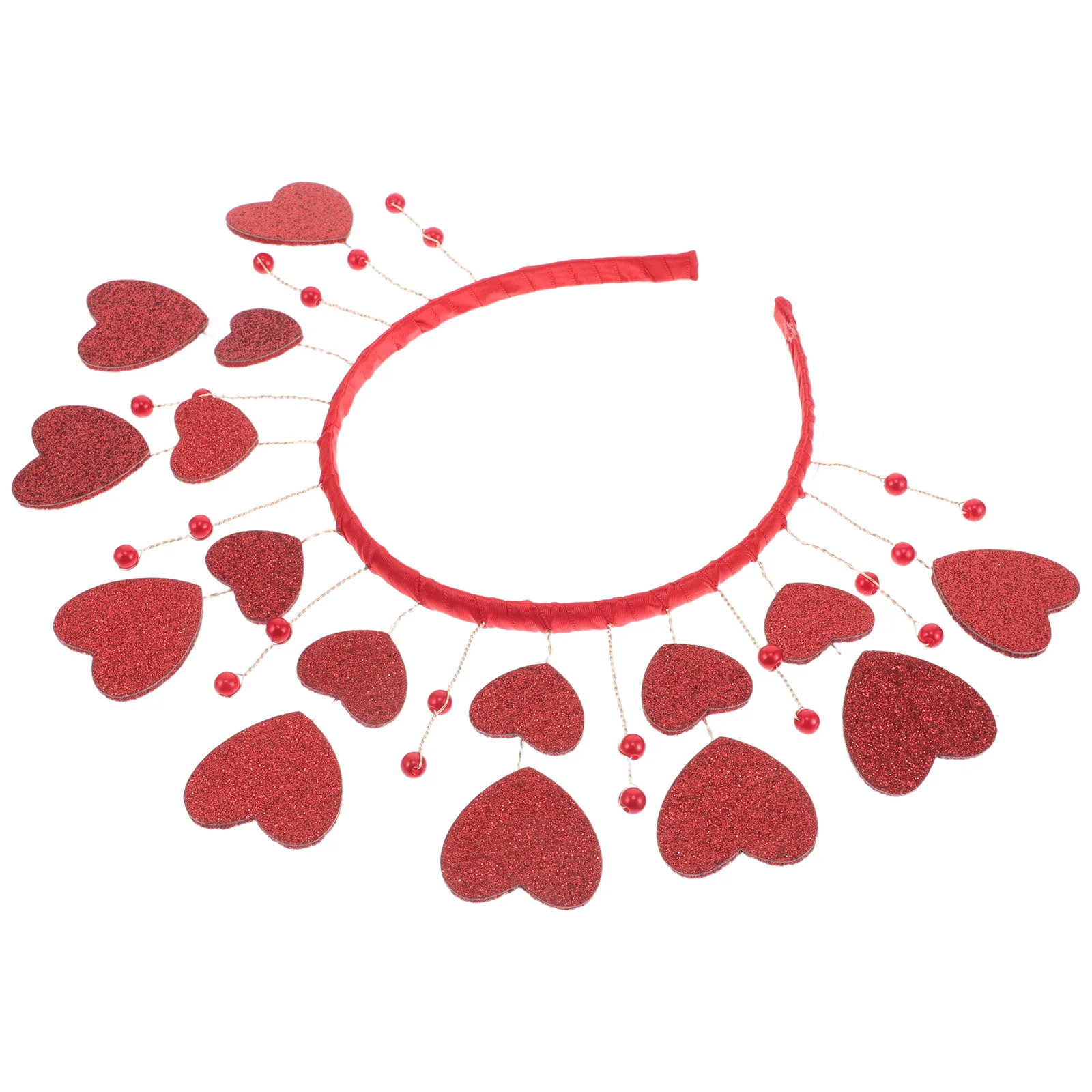 

Heart Headband Double Layer Red Glitter Heart Valentines Day Birthday Party Hairband Accessories Holiday Headbands for Women