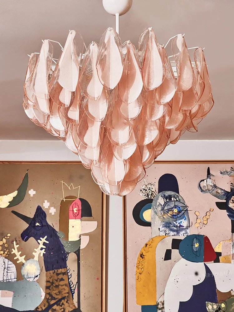 Murano-inspired chandelier featuring layered petal details