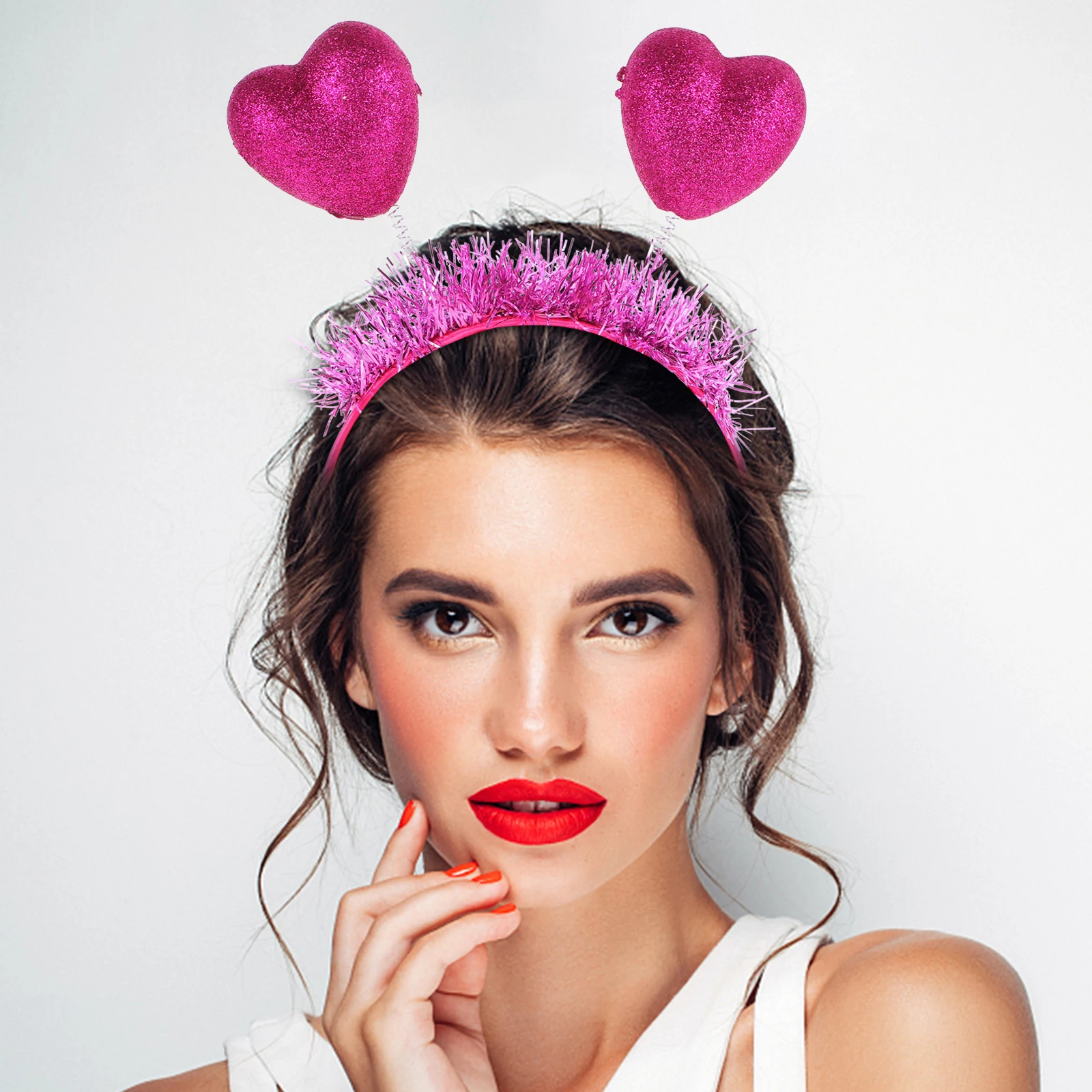 

2pcs Heart Shaped Hair Hoops Party Accessories Photo Props Wonderful Headbands for Wedding Carnival