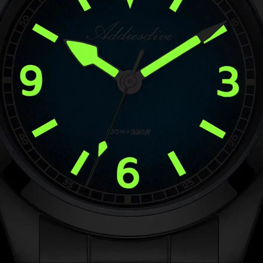 ADDIESDIVE New AD2554 Men's Quartz Watch Sapphire Crystal Super Luminous 100M Waterproof Stainless Steel Explorer Outdoor Watch