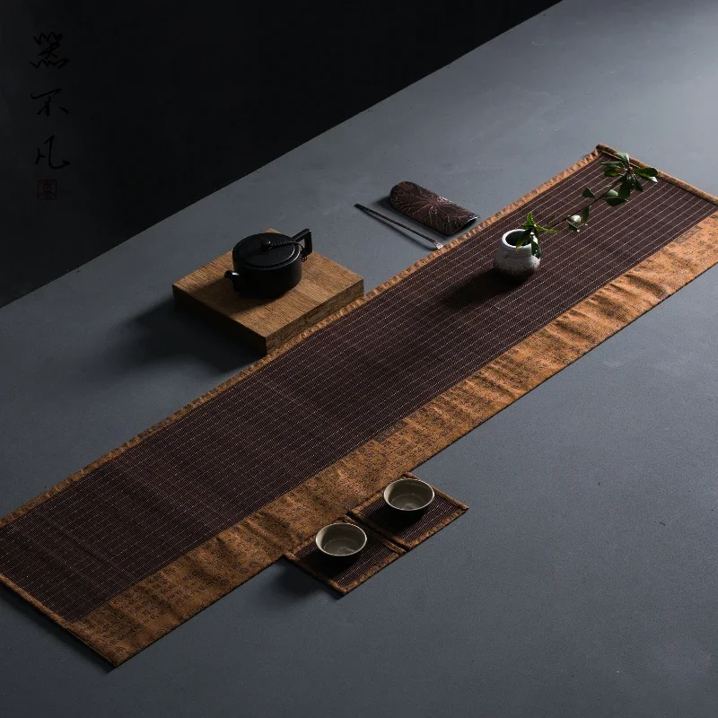 Tea mat, bamboo mat, hemp cloth, Zen table flag, Japanese fabric art, Taiwan dry , thermal insulation