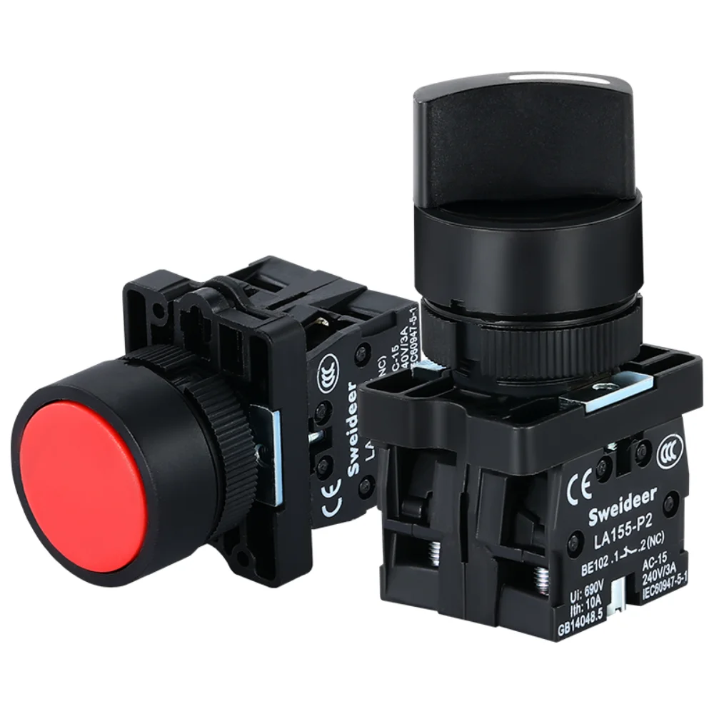 22MM Nc No Switch Momentary Push Button ON OFF Reset 12V/220V/48V/24V for Electrical Industrial Panelboard Black Power Button