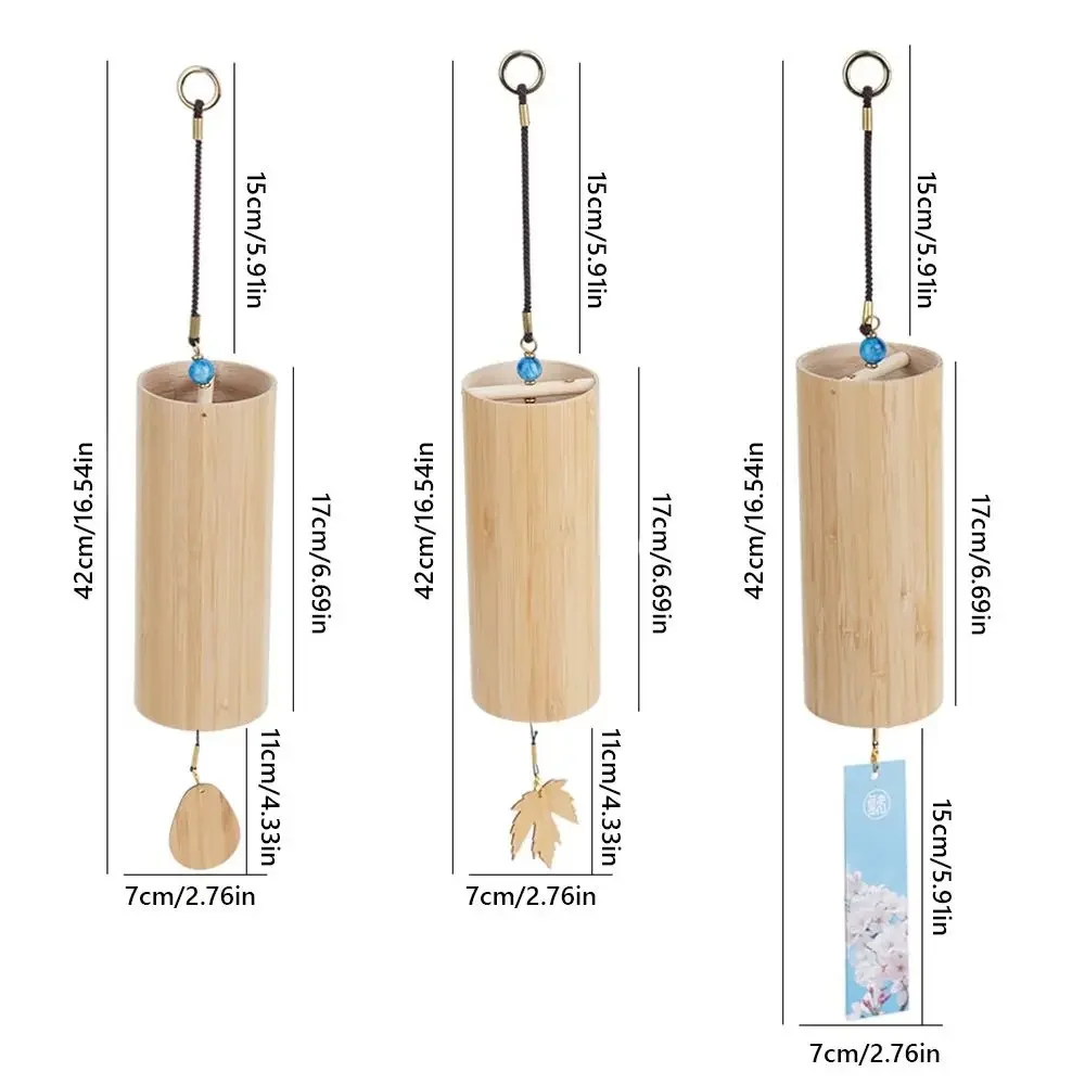 Decoração de jardim com som natural, sinos de vento de bambu, quatro estações, sino de vento, figura de folha de bordo, sinos de vento, decoração de varanda