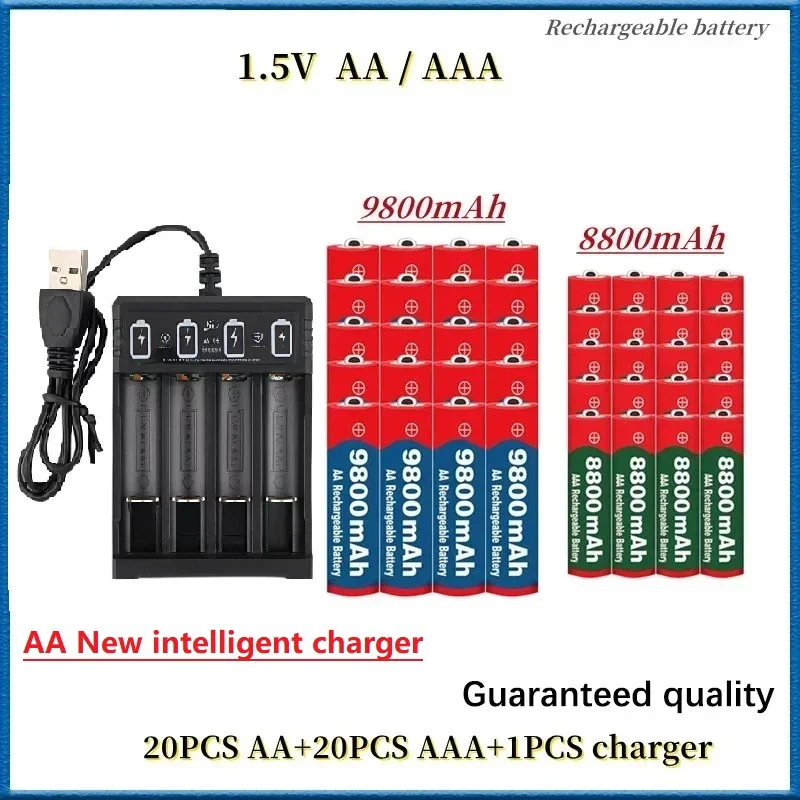 NEW 1.5V AA9800mAh+AAA8800mAh+USBcharger 1.5V, Rechargeable Nickel Hydrogen Battery, Used for Electronic Toys, Camera Batteries