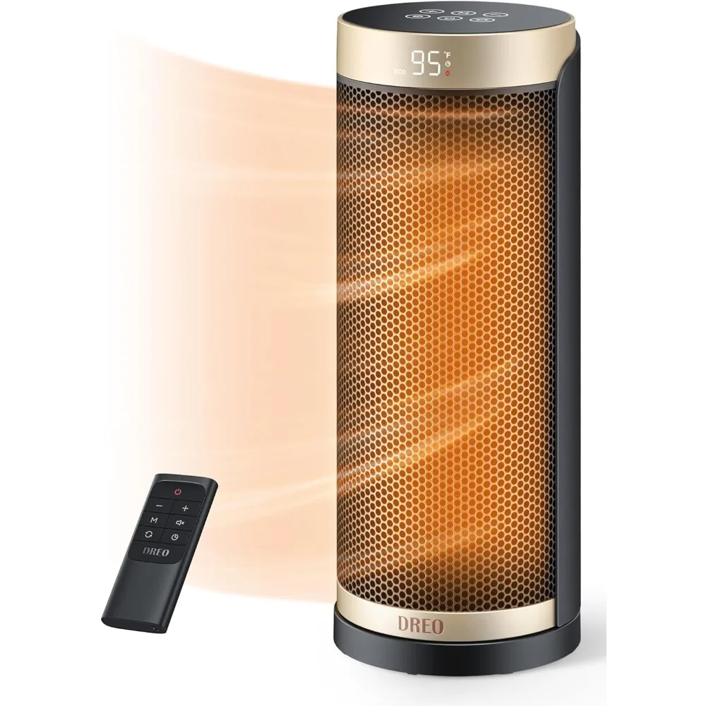 Space Heater, Portable Electric Heaters for Indoor Use, 70° Oscillation, 12H Timer, Quiet PTC Ceramic Heating with Thermostat