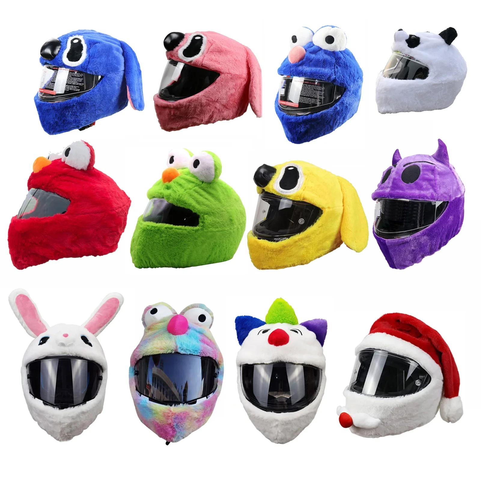 

Motorcycle Helmet Covers Funny Cartoon Plush Helmet Protective Cover Helmet Full Face Covers for Personalized Helmets Party