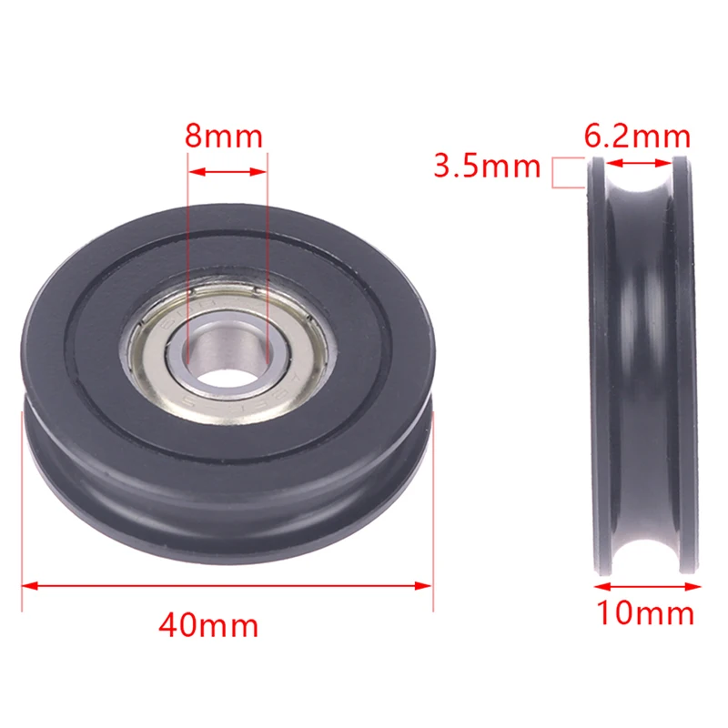 1PC POM 8x40x10MM U Type Groove Ball Bearing Wheel Pulley Roller 608ZZ Delrin Wheel【Homeclub】