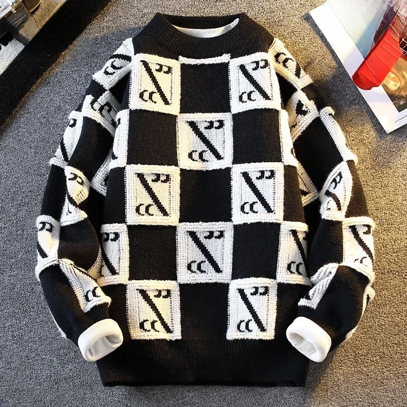GIOIOMen's Sweater，2025Spring New High Quality Color-Block Crew Neck Knitted Pullover，Top，Fashion Men's Wear