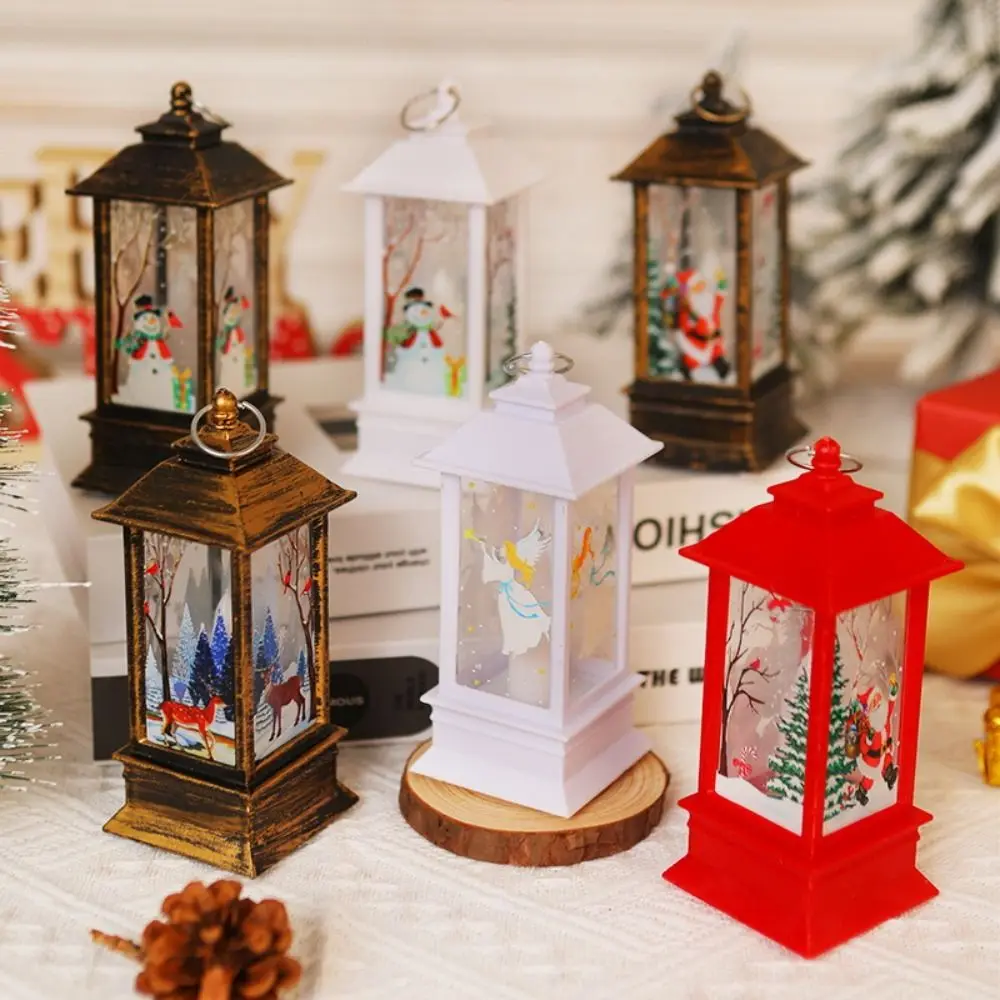 

2 Pcs Cartoon Christmas Small Night Light Santa Claus Snowman Christmas Wind Lights Vintage Castle Hanging Xmas Ornaments