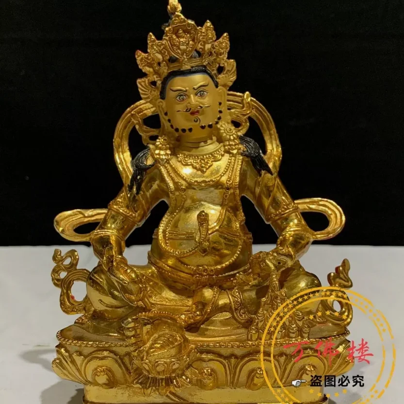 21cm Bronze gold plated Buda Nepal God of wealth Buddha Statue monks blessing