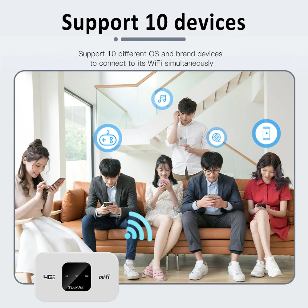 TIANJIE 4G Wireless Portable Travel Router,LTE WiFi Router,2100/3000mAh Mobile Wifi Hotspot,Pocket wifi,Covers 170 Countries