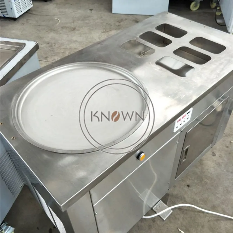 Electric Commercial Fried Ice Machine Single Pan Stainless Steel Fried Ice Roll Machine Ice Cream Machine 45cm For Food Shop