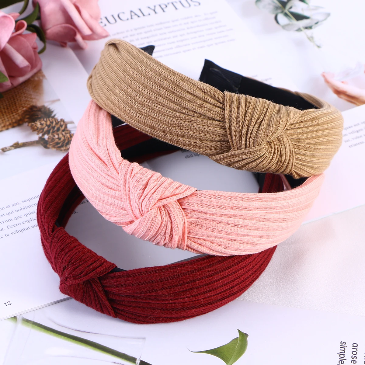 

6 pcs Wide Fashion Headbands Large Bowknot Turban Hairband For Women Girls Flannelette Lining Comfortable Daily Wear Hair