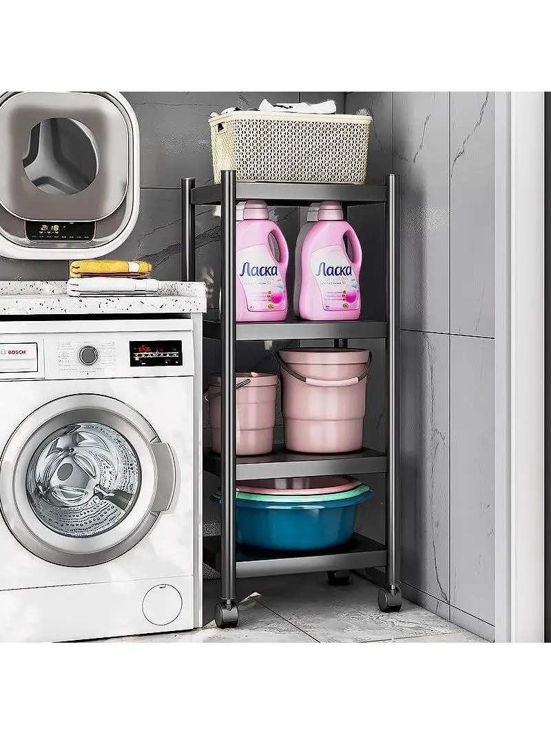 

Регулируемая стальная полка для стирального порошка для балкона или ванной комнаты, домашняя железная полка для хранения рядом со стиральной машиной