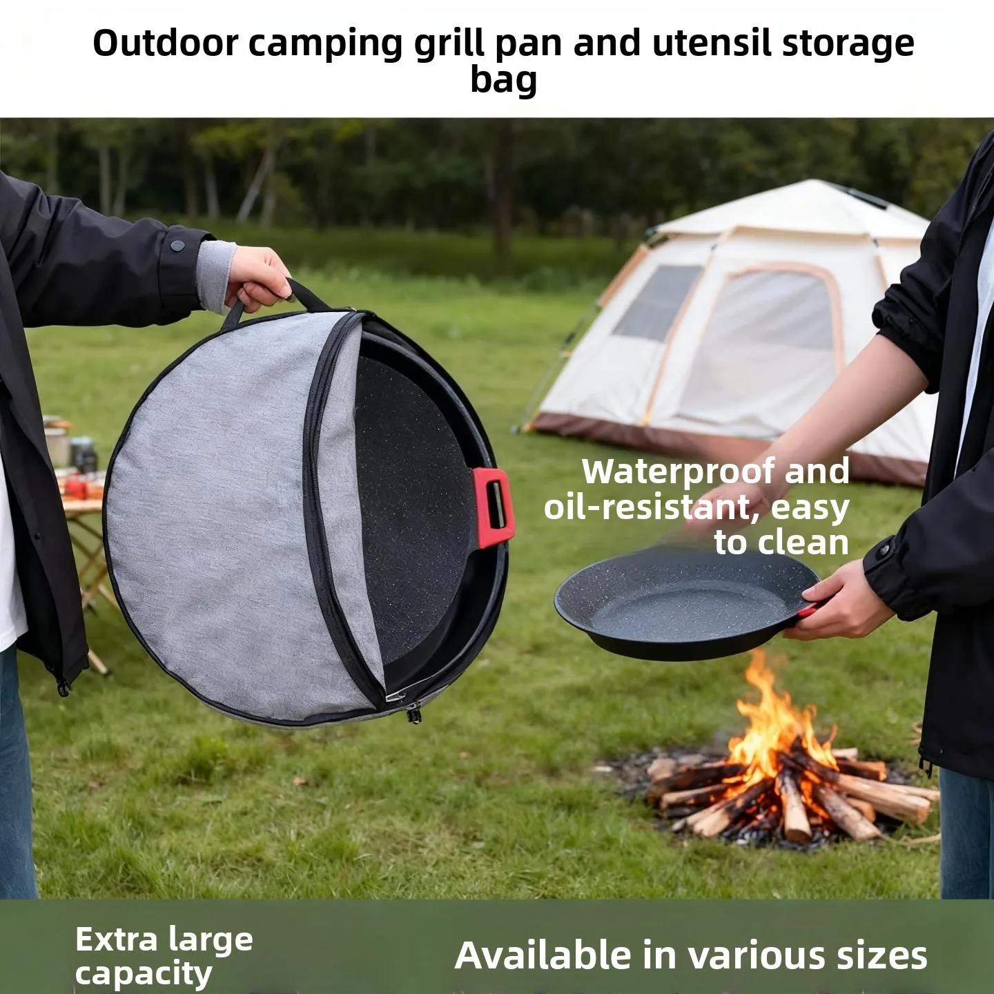 Outdoor Camping Portable round Storage Bag Multi-Function Tent Folding Handheld BBQ Tray Storage Bag Waterproof Oxford Cloth