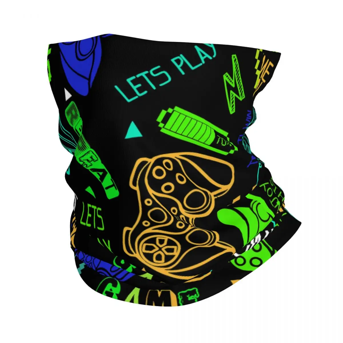 Neon Green Blue Thin Wrap Scarf Bandana game controller Neck Gaiter Face Cover Headband